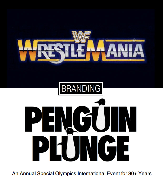 Mobile slide Branding showing Wrestlemania logo and Penguin Plunge branding.