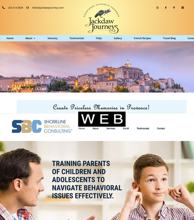 Mobile slide for web showing Jackdaw Journeys and SBC (Shoreline Behavioral Consulting)